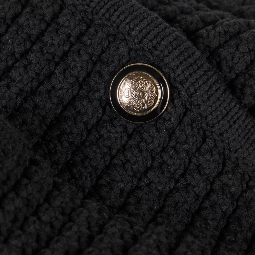 Black Textured Knit Button-Front Jacket - image 6